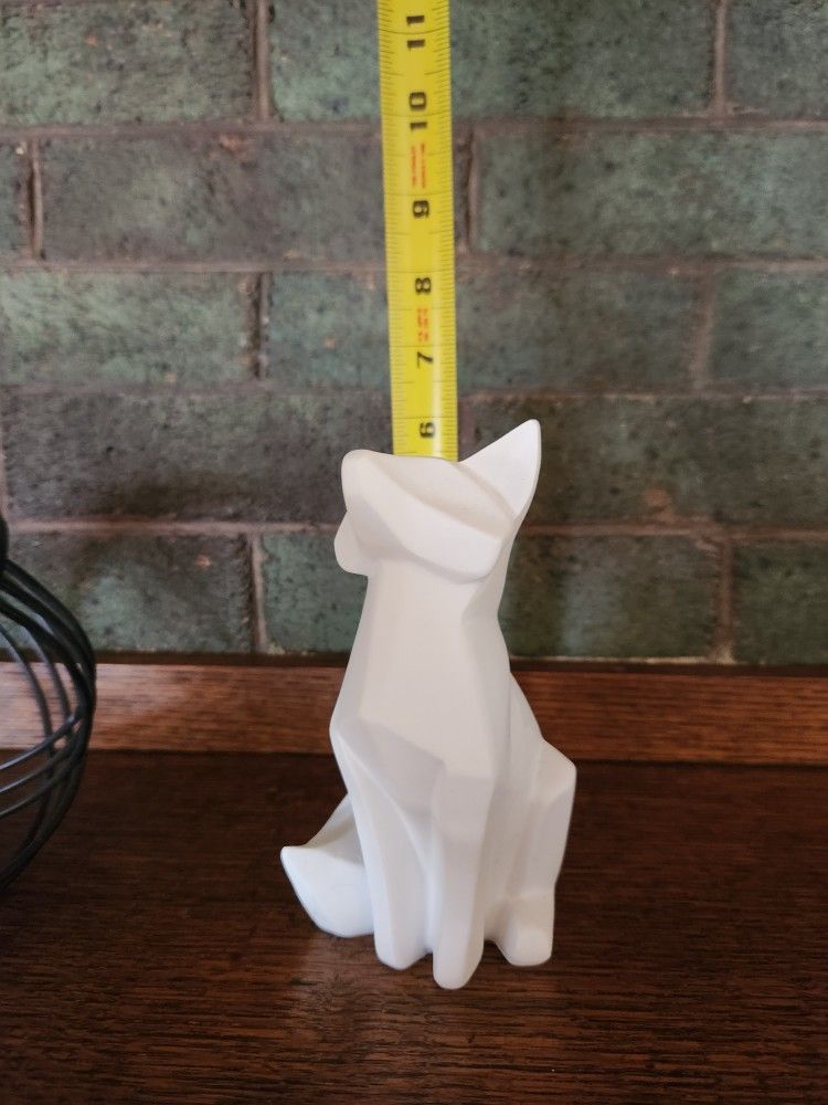 Small Geometric White Fox Art Object