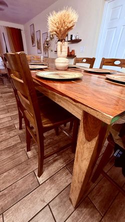 Wood Dinning set with 8 chairs