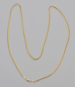 14K Yellow Gold Cuban Link Chain Necklace 24" 3.3mm Lobster Clasp