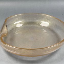 Tiffany & Co Elsa Peretti Murano Glass Plate 10” Clear & Gold | Vintage Art Glass