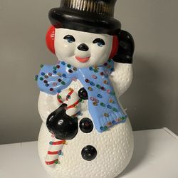 Vintage 13” Ceramic Frosty The Snowman Old Fashioned Christmas Retro Frosty 