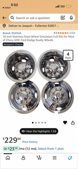 16 Inch Stainless Steel Wheel Simulators Full Kits for Most of Chevy GMC Ford Dodge Dually Wheels