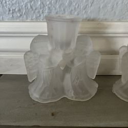2 Christmas Angel Candle Holders
