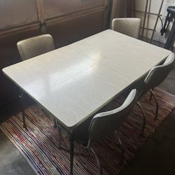 Vintage 1950s Formica Chrome Dining Set - Table + 4 Chairs
