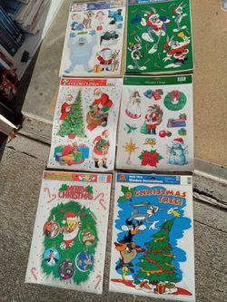 Christmas  Window Decorations Static Cling Reversable 