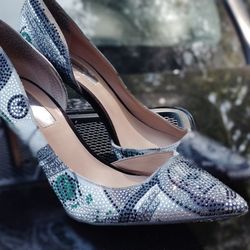 Inc International Benjamin Franklin Money Rhinestone Heels