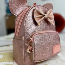 Loungefly Rose Metallic Pink Minnie Mouse Backpack
