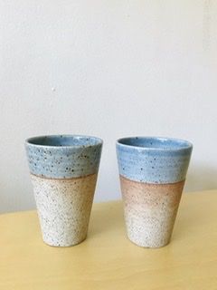 Handmade ceramic cups boho vintage