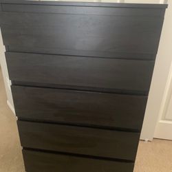 Black Brown Malm Dresser And 2 Night Stands