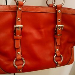 Vintage Red Leather Gallery East West Tote Coach Handbag F12343