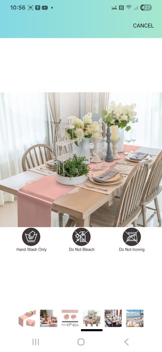 8 Gold Rose Satin Table Runners