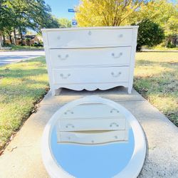Small White Dresser With Mirror 17”L x 40 1/2” W x 30”H 