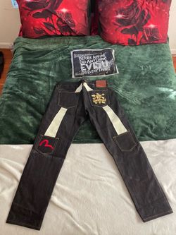 Evisu Red Seagull Daicock Print Taper Fit Jeans #2017