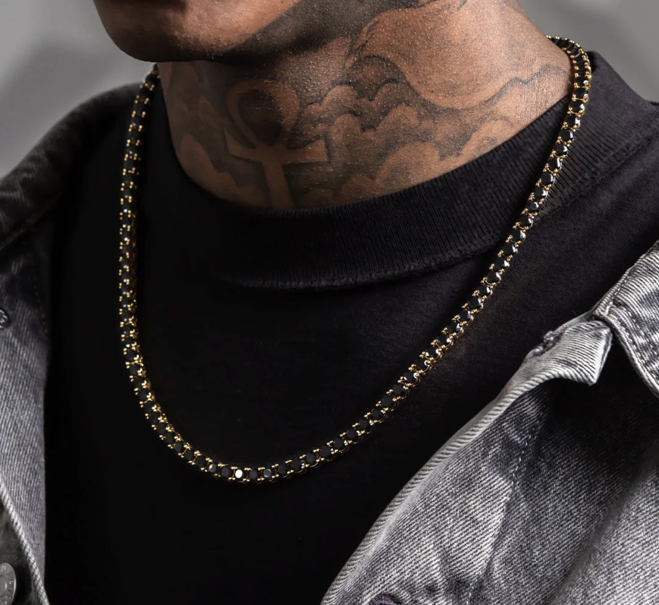 5MM ONYX GOLD TENNIS CHAIN