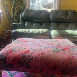 Velvet Pink Floral Ottoman 