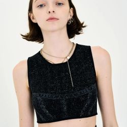 PH5 - LILLIAN DENIM PRINT CROPPED TOP