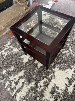 Stylish wood and glass side table