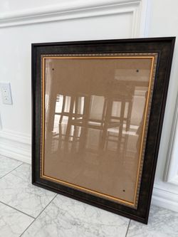 Large Dark Wood Picture/Document Frame with Gold Trim,17x21