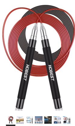 Jump Rope, Hobest Adjustable Tangle-Free Skipping Rope, Patent Self-Locking & Screw-Free Design Jumping Rope, Fitness Speed Rope (2 Cables) with Comf
