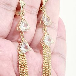 14k Gold Plated Zircon Earrings New 
