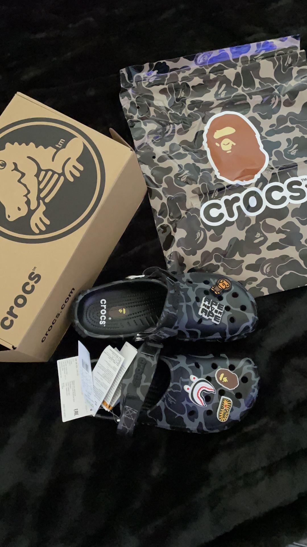 BAPE x Crocs Black Streetwear Clogs 🖤🎄