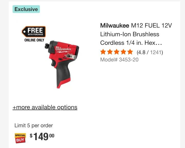 Milwaukee M12 FUEL 1/4 in. Hex Impact Driver (Tool Only)