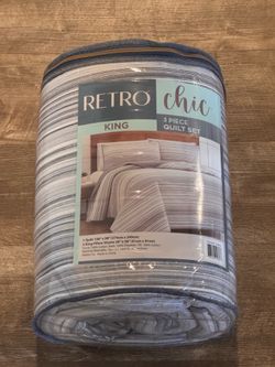 New Retro Chic King 3 Piece Quilt Set
