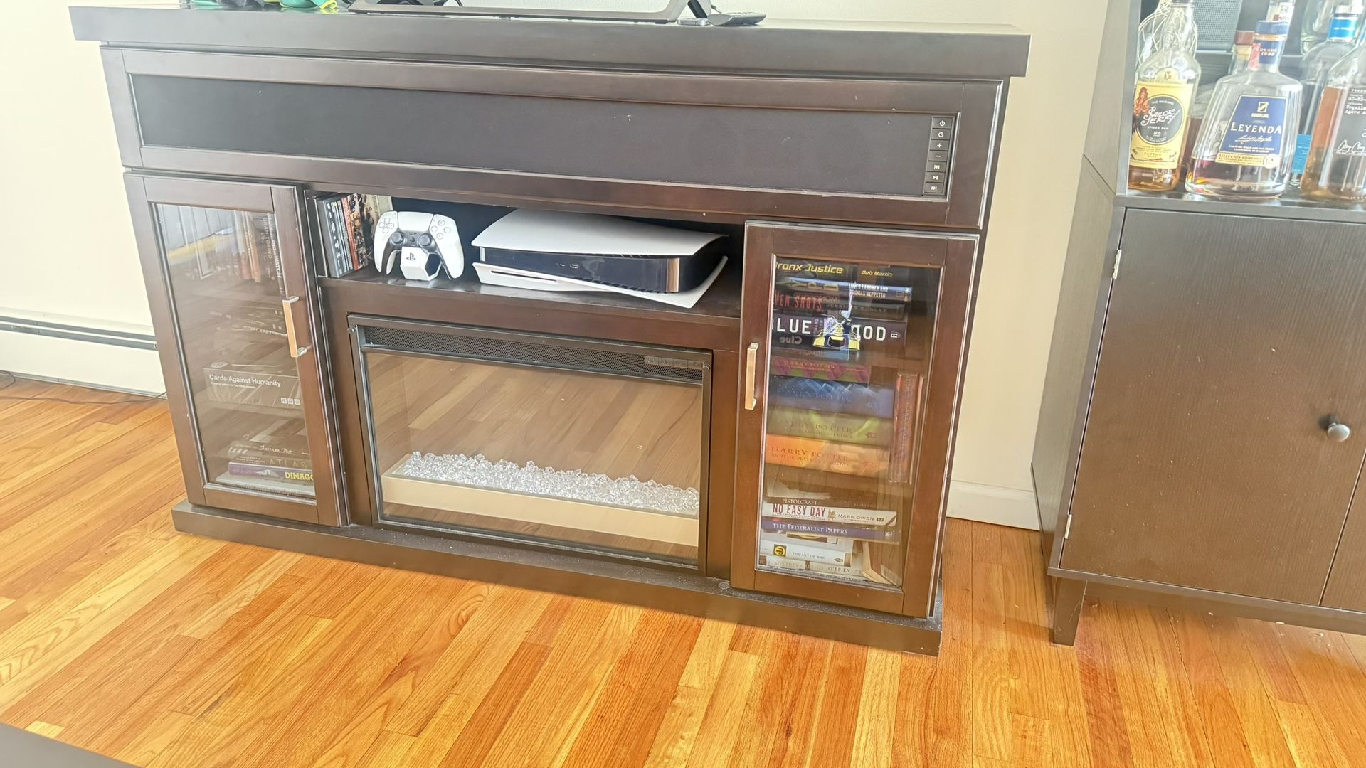 Fireplace With Bluetooth Speaker TV Stand