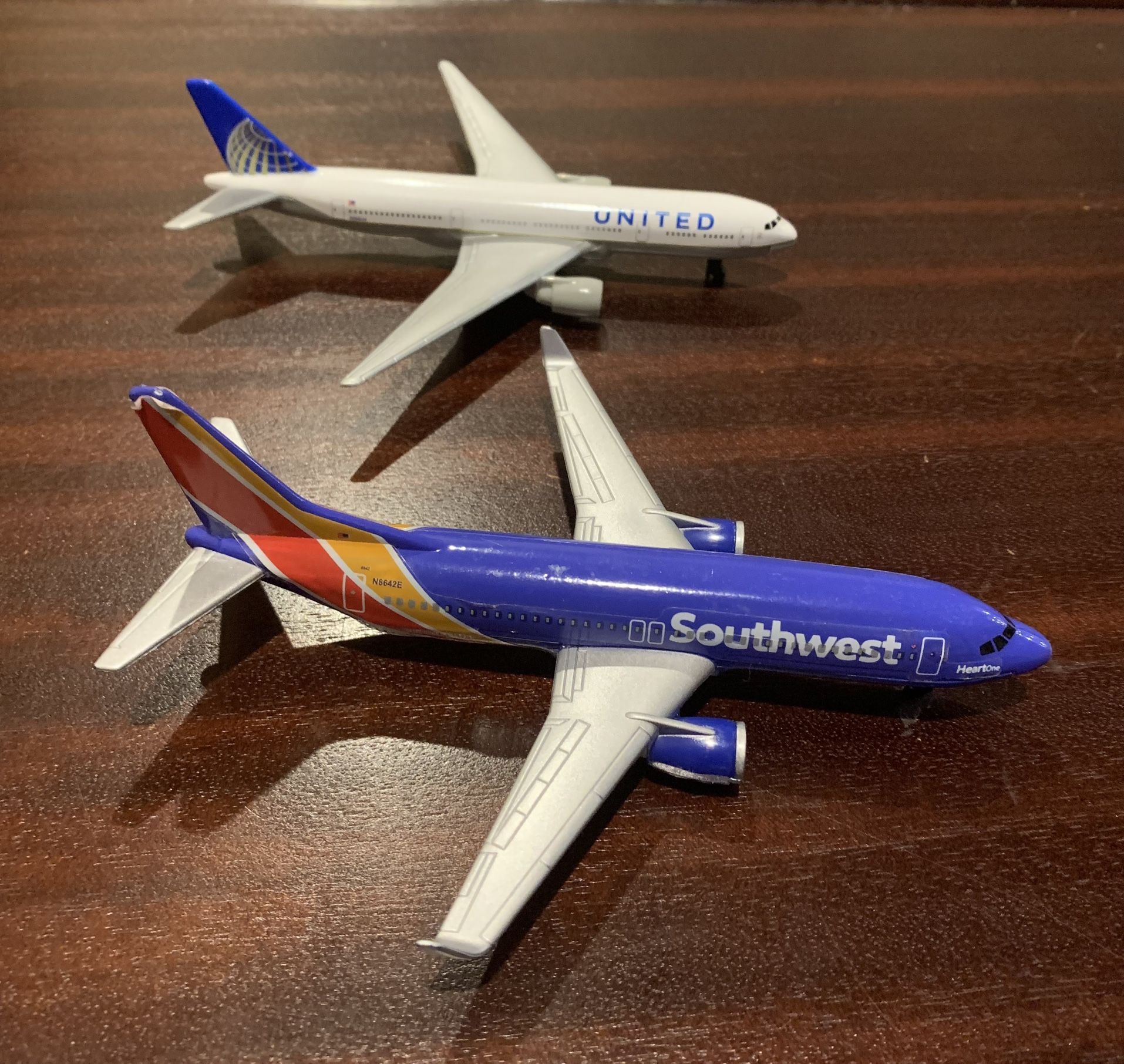 Real Toy Southwest and United Airplanes