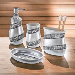 4 PIECE GLAM BATHROOM ACCESSORY SET