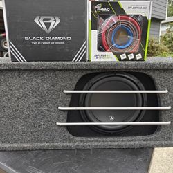 JL Audio W3 10" Sub High Output Ported Box Amp And Wiring 