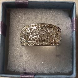 Sz8  Filigree Wide Band 925 Stamped 