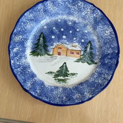 $10 Christmas Dish 9” Blue 