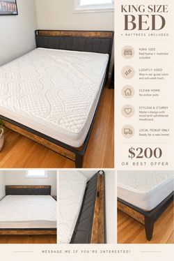 King Size Frame & Mattress $200