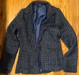 Nova Tweed Blazer Jacket Navy Yellow