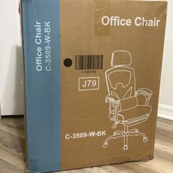 New Office Chair C-3509-W-BK Ergonomic Swivel Rolling Desk Chair Sealed Box