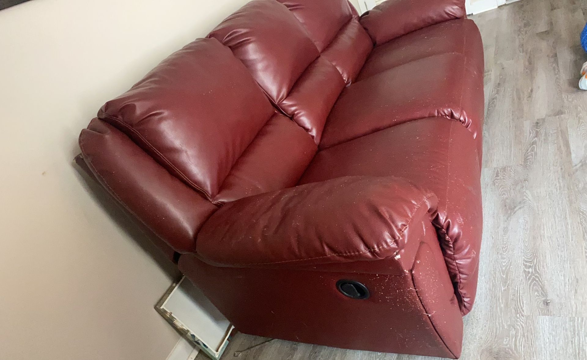 Red Leather Couch For Sale