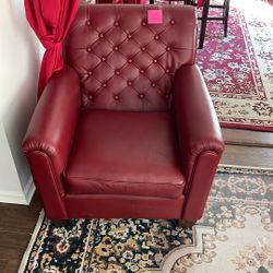 Red leather Wide Chair  