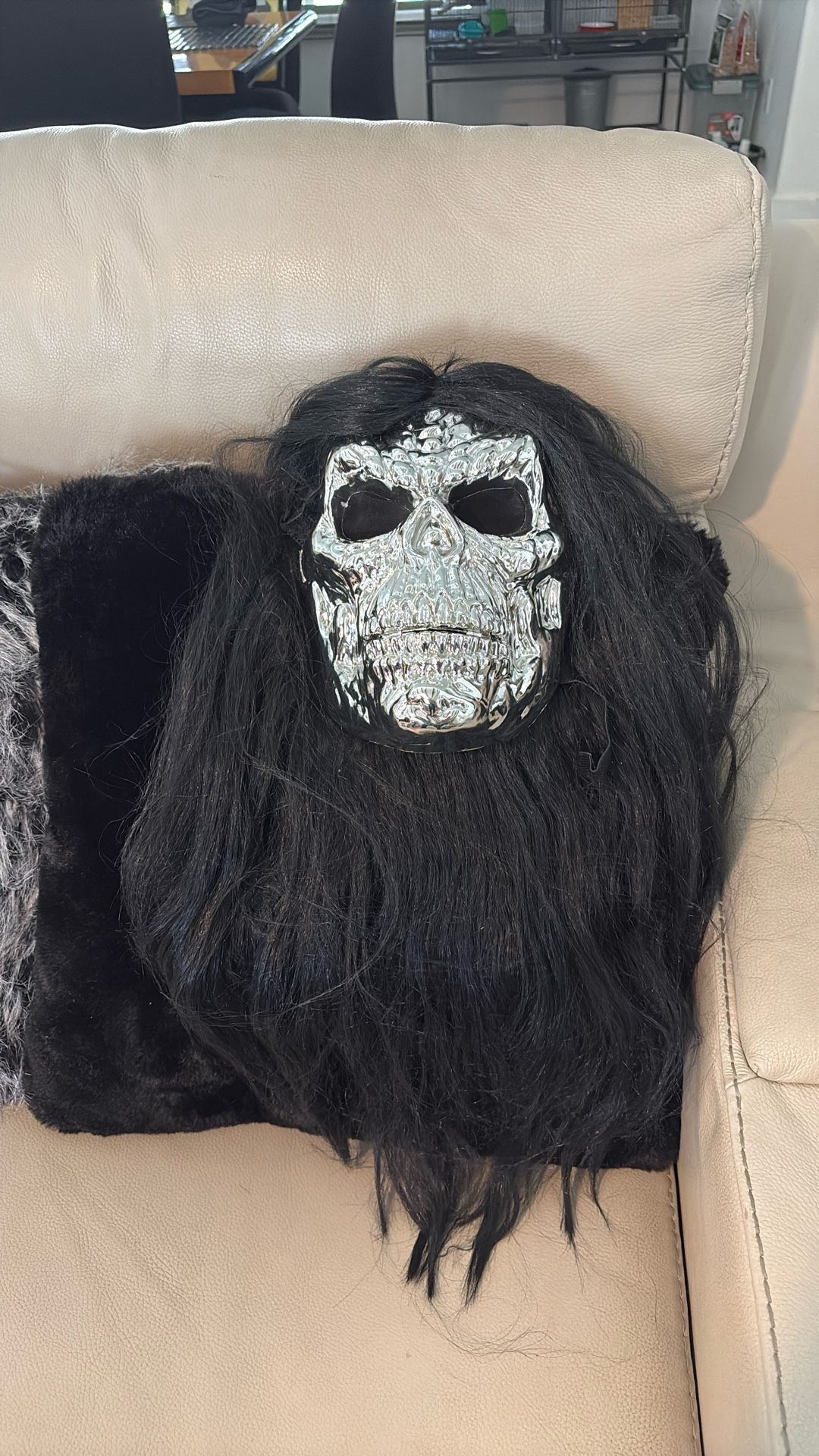 Halloween Mask With Black Long Hair