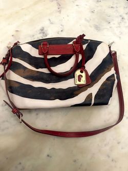 Dooney & Burke Red Zebra Print Leather Purse