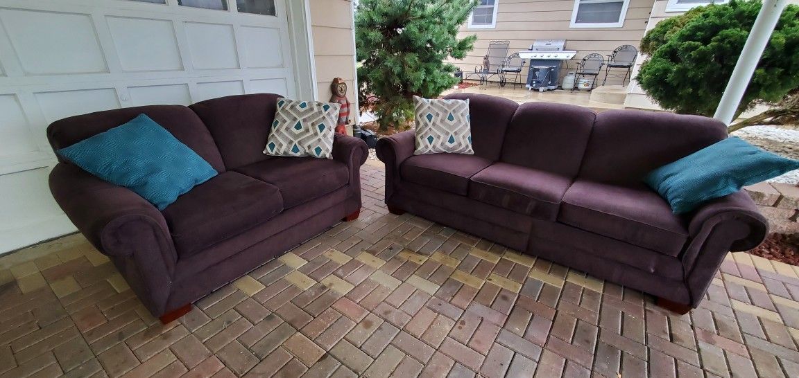 Lazy Boy Couch And Loveseat. Purplish Brown. Nice Not New. Delivery Available