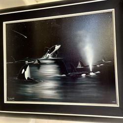 Wyland Orca Stary Night Numbered And Signed On Canvas