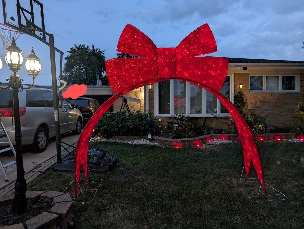 Red Bow Archway Christmas Decoration With Light