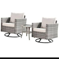 Two Piece Patio Swivel Rocking Chairs