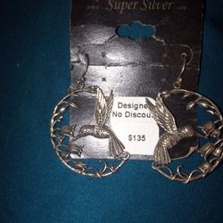 100% Silver Humming Bird Earrings
