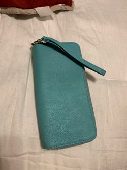 All leather wallet (turquoise)