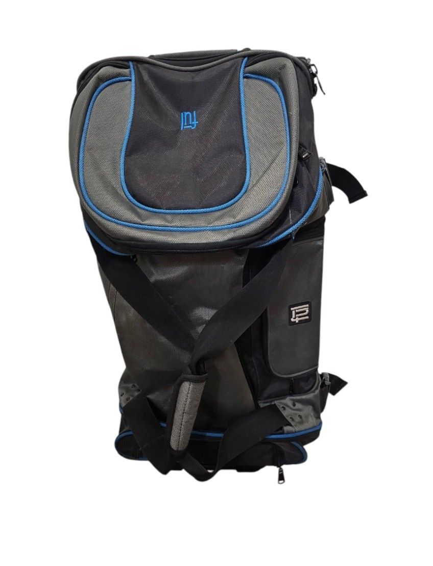 FUL Split Level Blue & Black Retractable Handle Large Rolling Carry On Travel Luggage / Multifunctional Duffle Bag