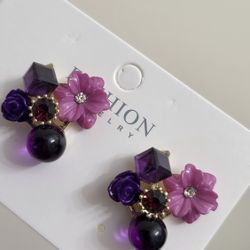 Purple Flower Earrings, Elegant And Gentle Stud Earrings For Women