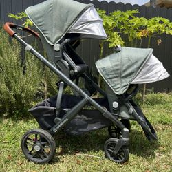 Double Stroller Uppababy Vista Green With Optional Extras 