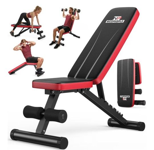 NIB Basic Weight Bench for Home Gym, 8 Backrests Adjustable Bench with 660LBS Weight Capacity for Chest Shoulders Arms Muscles, Foldable and Compact f